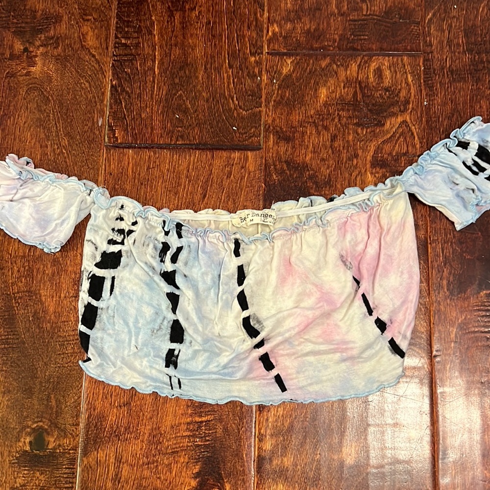 Tie Dye Cropped Off Shoulder Top